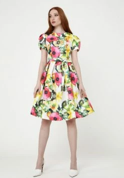 Madam-T RETRONA - Robe De Jour - Weiß/rosa