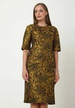 Madam-T Robe Fourreau - Schwarz, Senf