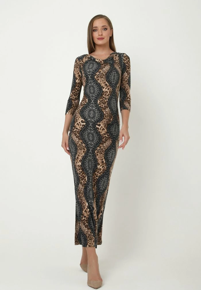 Madam-T ARAGURIA - Robe Longue - Grau, Braun 1 Madam-T ARAGURIA - Robe Longue - Grau, Braun