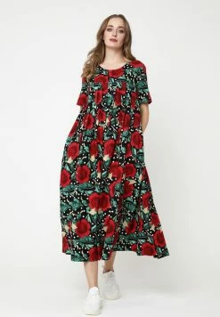 Madam-T Robe Longue - Schwarz Rot