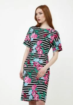 Madam-T JUDY - Robe Fourreau - Schwarz/rosa -Madam-T Soldes 2022 07a9c055b49f4a129db1cc51e387955d