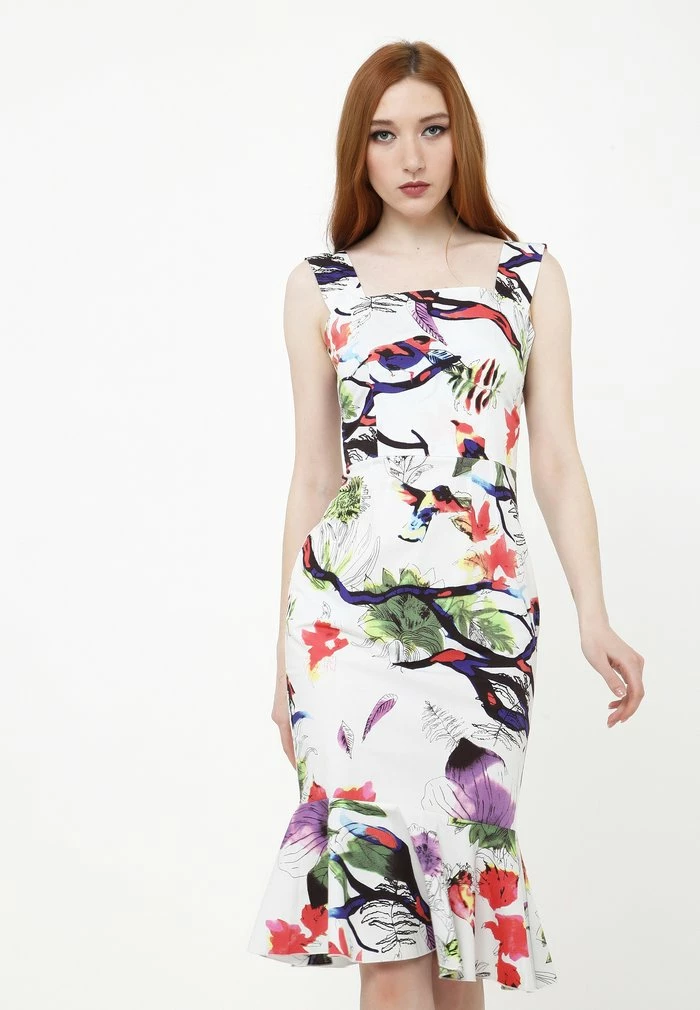 Madam-T ROMANA - Robe Fourreau - Weiß/lila 1 Madam-T ROMANA - Robe Fourreau - Weiß/lila