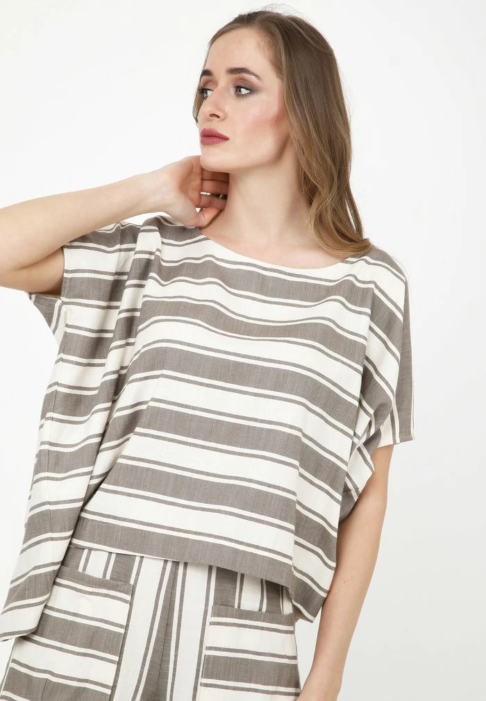 Madam-T SHARON - T-shirt Imprimé - Hellbraun, Weiß 7 Madam-T SHARON - T-shirt Imprimé - Hellbraun, Weiß – Image 7