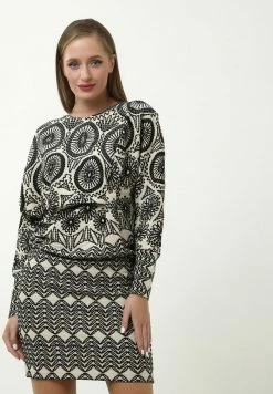 Madam-T CHERRY - Robe Fourreau - Beige/ Schwarz