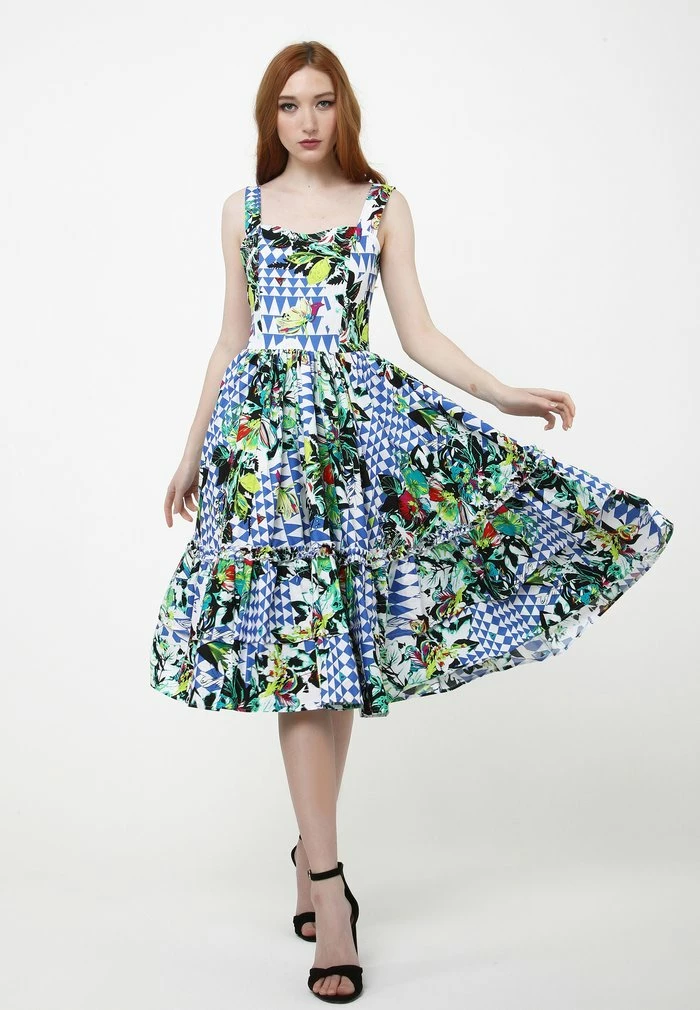 Madam-T KERSTIN - Robe De Jour - Weiß, Kornblumenblau 1 Madam-T KERSTIN - Robe De Jour - Weiß, Kornblumenblau