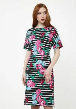 Madam-T JUDY - Robe Fourreau - Schwarz/rosa