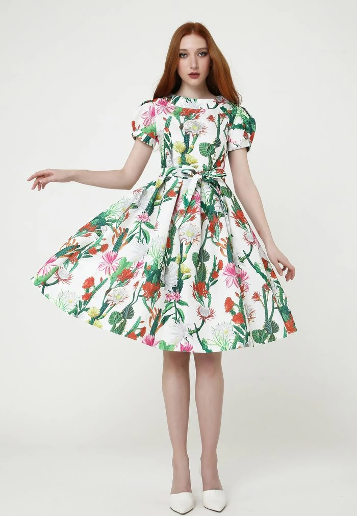 Madam-T RETRONA - Robe De Jour - Weiß Grün 4 Madam-T RETRONA - Robe De Jour - Weiß Grün – Image 4