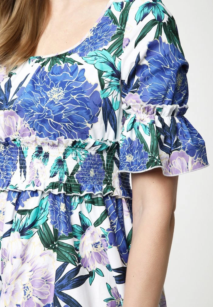 Madam-T SALAMEA - Robe Longue - Weiß, Kornblumenblau 7 Madam-T SALAMEA - Robe Longue - Weiß, Kornblumenblau – Image 7