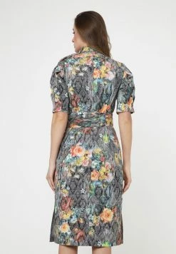 Madam-T Robe Fourreau - Braun, Gelb -Madam-T Soldes 2022 1368be65757c4a738eb02461b1d90a6f