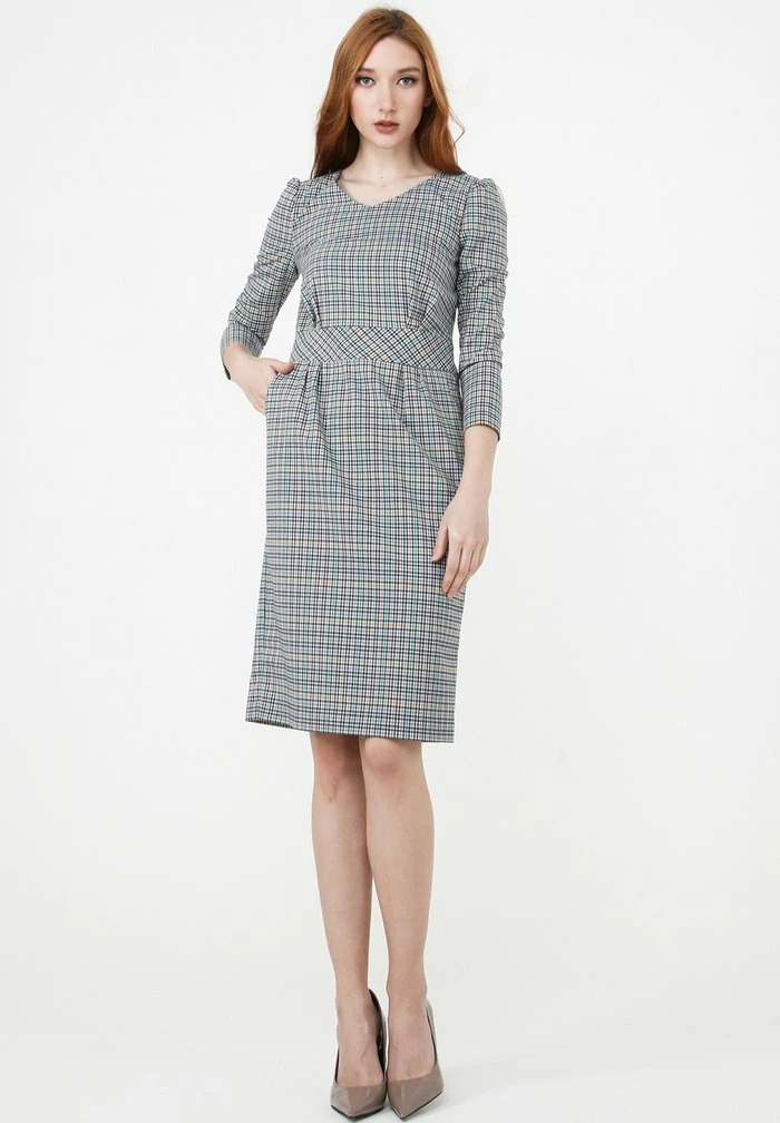 Madam-T Robe Fourreau - Grau Gelb 6 Madam-T Robe Fourreau - Grau Gelb – Image 6