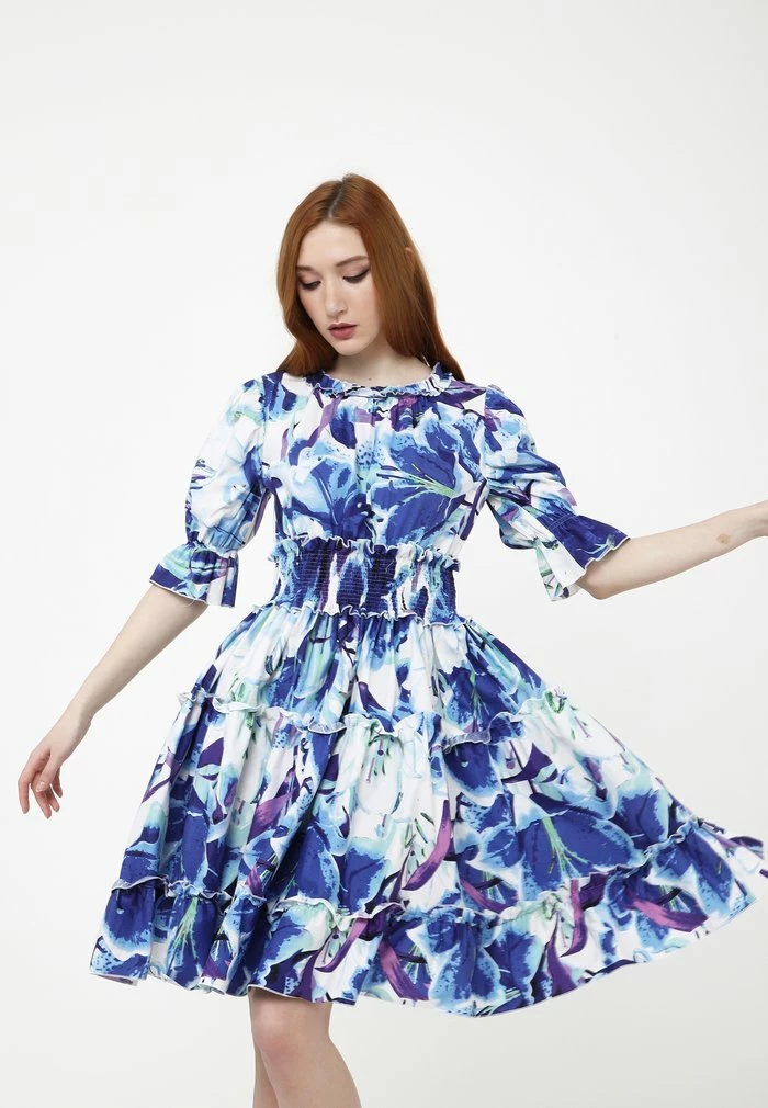 Madam-T Robe De Jour - Weiß, Kornblumenblau 3 Madam-T Robe De Jour - Weiß, Kornblumenblau – Image 3