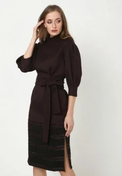 Madam-T MARENA - Robe Fourreau - Pflaume Schwarz