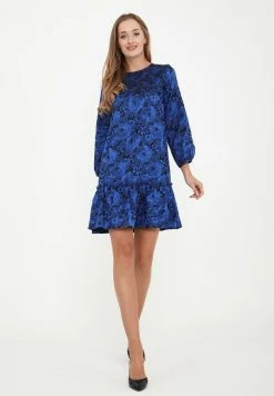 Madam-T FIKERA - Robe De Jour - Indigo, Schwarz