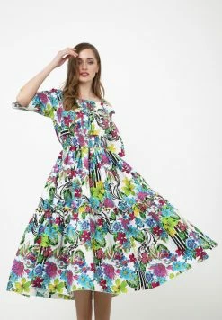 Madam-T FERANA - Robe De Jour - Weiß, Hellblau