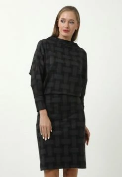 Madam-T GERA - Robe Fourreau - Grau, Weinrot