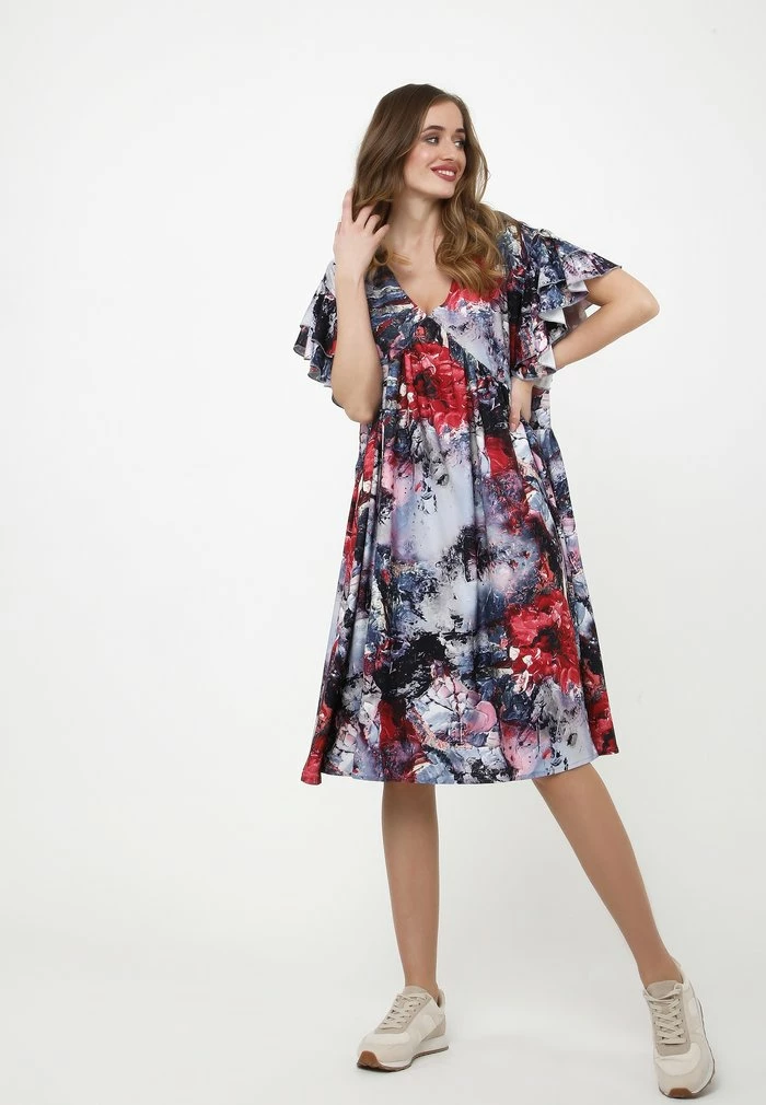 Madam-T Robe De Jour - Dunkelgrau Weinrot 2 Madam-T Robe De Jour - Dunkelgrau Weinrot – Image 2