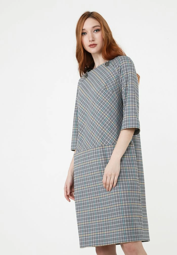 Madam-T FERULE - Robe Fourreau - Grau/ Gelb 4 Madam-T FERULE - Robe Fourreau - Grau/ Gelb – Image 4