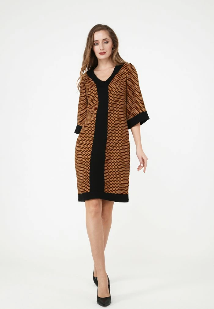 Madam-T REINA - Robe De Jour - Schwarz/ Senf 4 Madam-T REINA - Robe De Jour - Schwarz/ Senf – Image 4