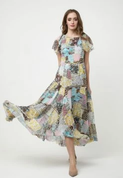 Madam-T ELIZABETTA - Robe Longue - Gelb Hellblau