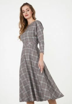 Madam-T ASUANA - Robe De Jour - Grau/ Weinrot