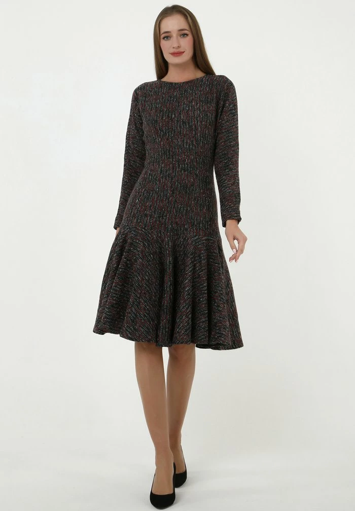 Madam-T SAMARA - Robe Pull - Dunkelgrau Rot 2 Madam-T SAMARA - Robe Pull - Dunkelgrau Rot – Image 2