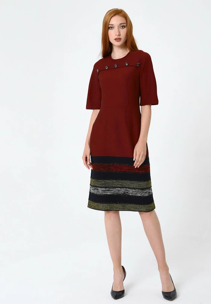 Madam-T NOELLA - Robe Fourreau - Wein Rot, Hellgrün 2 Madam-T NOELLA - Robe Fourreau - Wein Rot, Hellgrün – Image 2