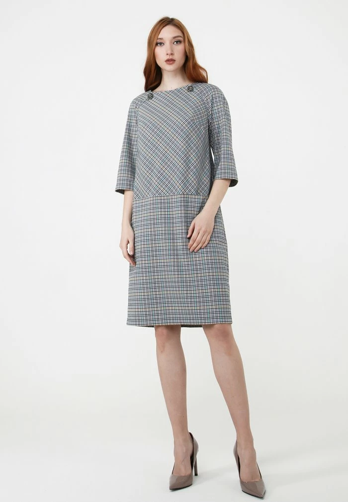 Madam-T FERULE - Robe Fourreau - Grau/ Gelb 2 Madam-T FERULE - Robe Fourreau - Grau/ Gelb – Image 2