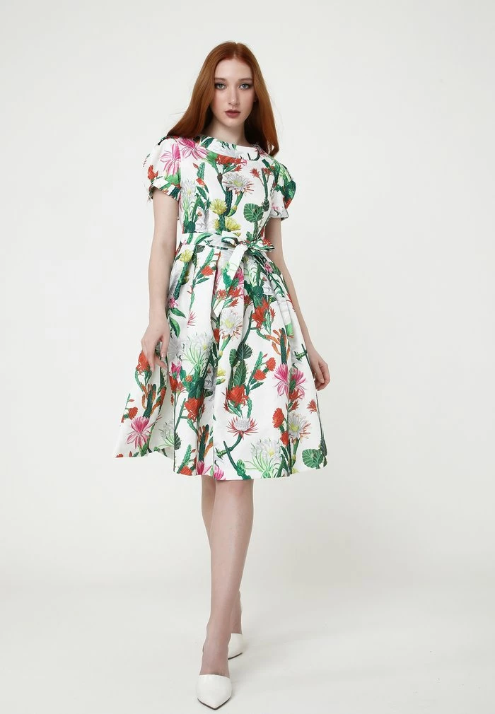 Madam-T RETRONA - Robe De Jour - Weiß Grün 2 Madam-T RETRONA - Robe De Jour - Weiß Grün – Image 2