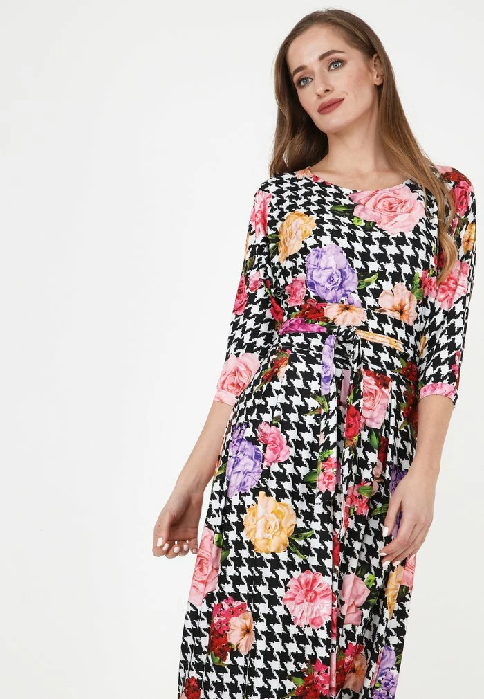 Madam-T KOMBINA - Robe Longue - Weiß Schwarz 4 Madam-T KOMBINA - Robe Longue - Weiß Schwarz – Image 4