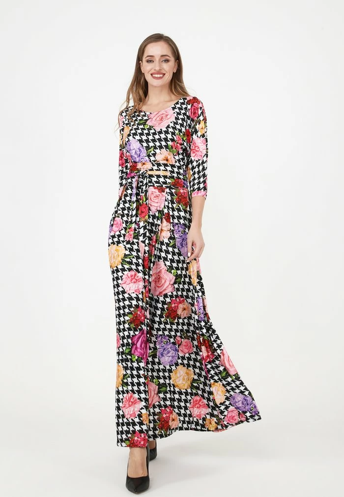 Madam-T KOMBINA - Robe Longue - Weiß Schwarz 1 Madam-T KOMBINA - Robe Longue - Weiß Schwarz