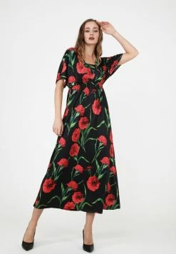 Madam-T LESTRA - Robe De Jour - Schwarz/ Koralle