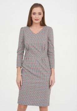 Madam-T ALIA - Robe Fourreau - Grüner Zig / Rot