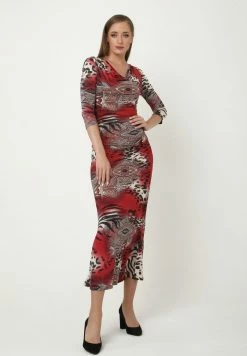 Madam-T ARAGURIA - Robe Fourreau - Rot/beige