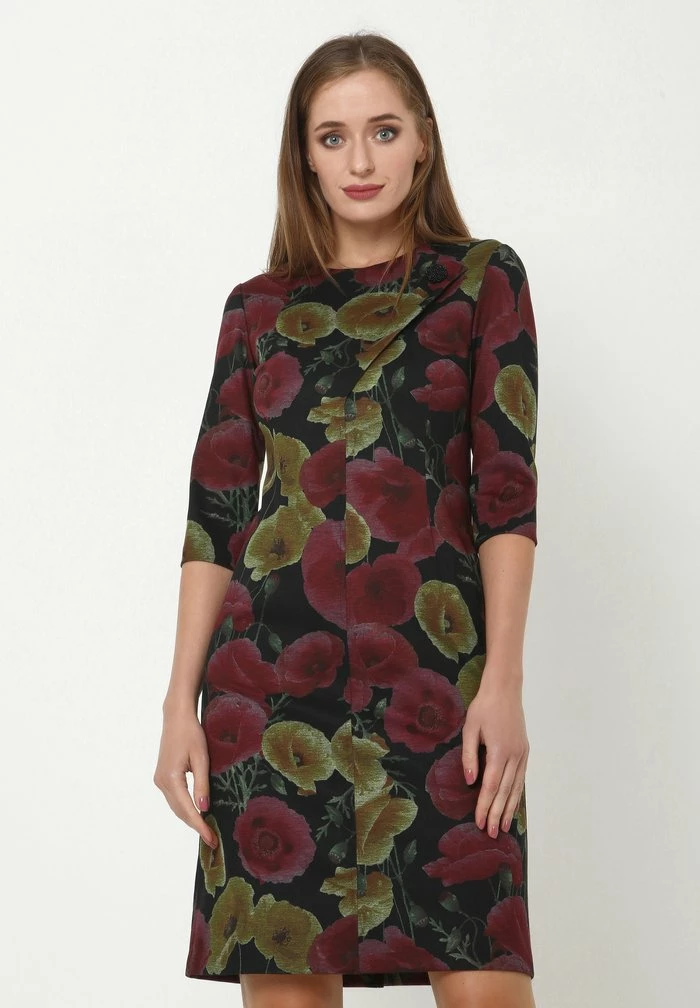 Madam-T JERSEYKLEID - Robe En Jersey - Schwarz/weinrot 1 Madam-T JERSEYKLEID - Robe En Jersey - Schwarz/weinrot