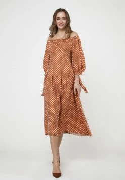 Madam-T ANTONELLA - Robe De Jour - Terrakotta/weiß