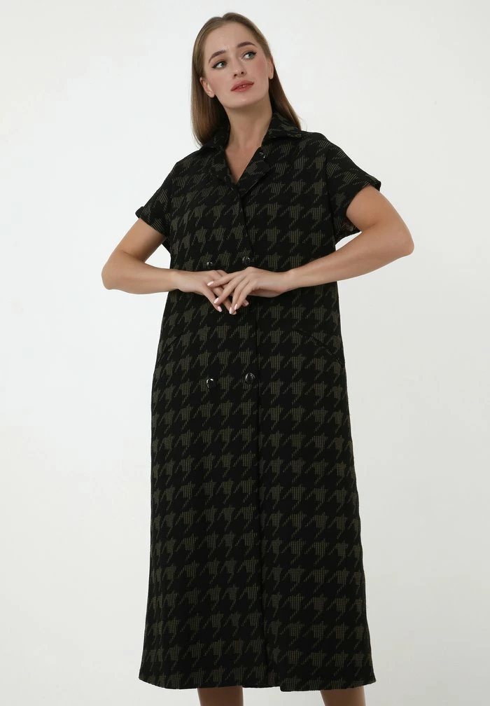 Madam-T ITELIA - Robe En Jersey - Schwarz Khaki 1 Madam-T ITELIA - Robe En Jersey - Schwarz Khaki