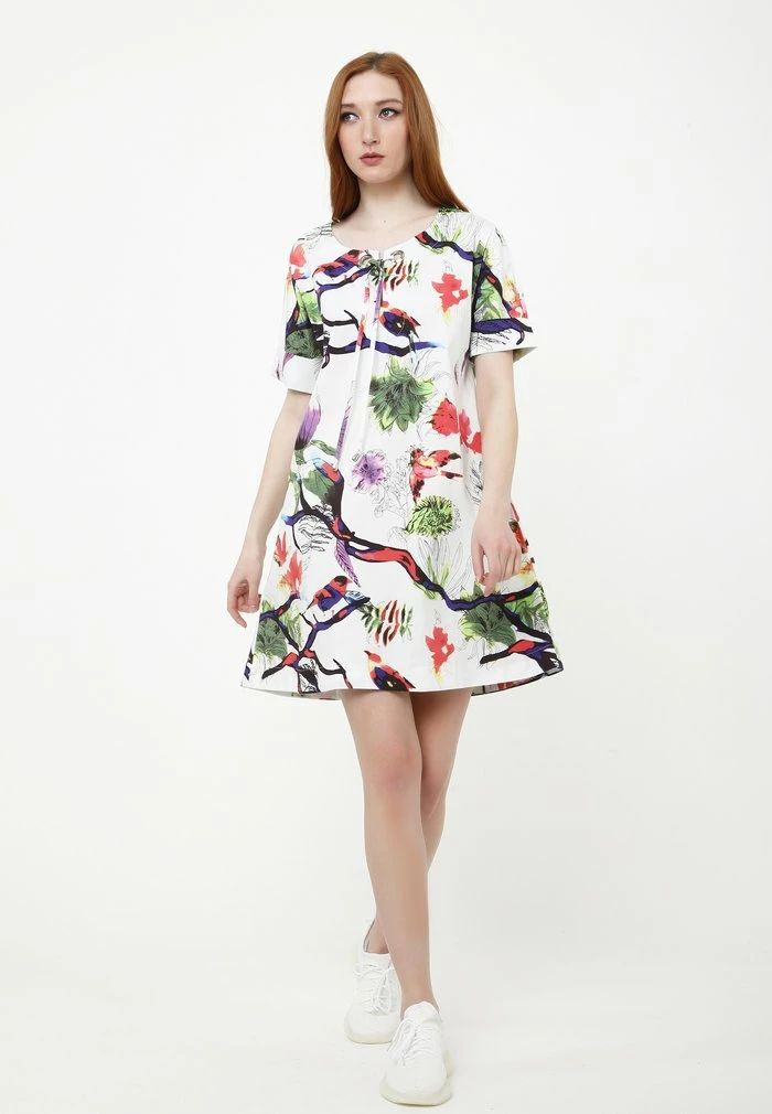 Madam-T LAURA - Robe De Jour - Weiß Lila 2 Madam-T LAURA - Robe De Jour - Weiß Lila – Image 2