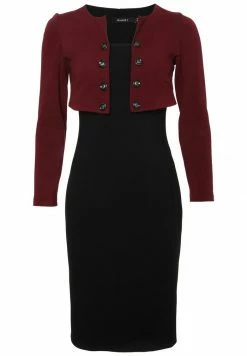 Madam-T Robe En Jersey - Schwarz, Weinrot -Madam-T Soldes 2022 30d06671eee04529acd09a4737f2bc07