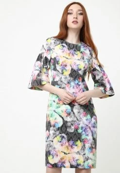 Madam-T DEGA - Robe Fourreau - Anthrazit, Flieder