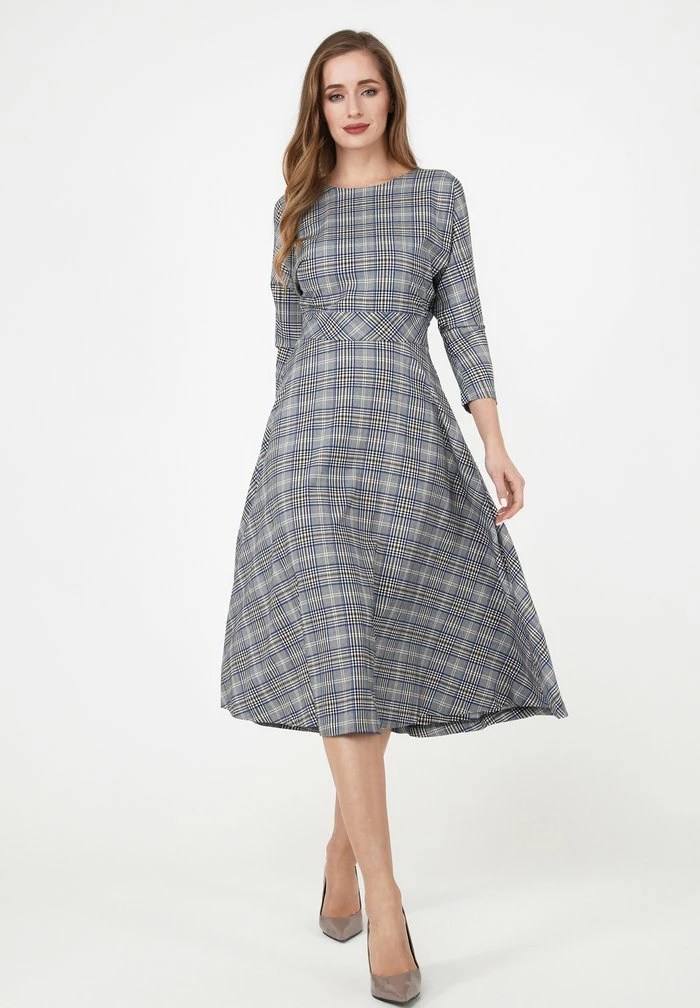 Madam-T ASUANA - Robe De Jour - Grau/ Indigo 2 Madam-T ASUANA - Robe De Jour - Grau/ Indigo – Image 2