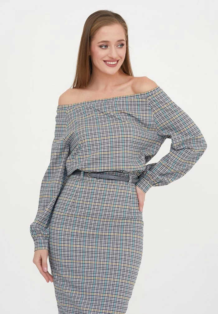 Madam-T KALIPSA - Robe Fourreau - Grau/gelb 4 Madam-T KALIPSA - Robe Fourreau - Grau/gelb – Image 4