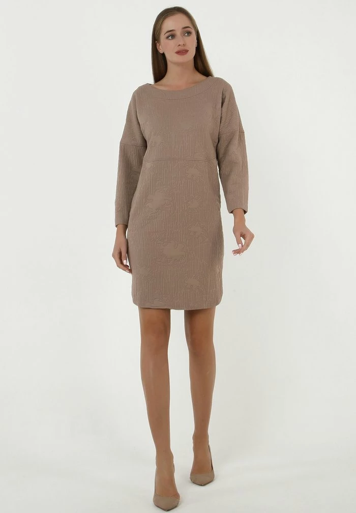 Madam-T LEONIE - Robe Fourreau - Dunkel Beige 2 Madam-T LEONIE - Robe Fourreau - Dunkel Beige – Image 2