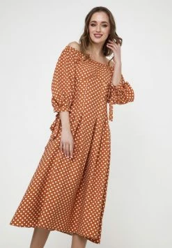 Madam-T ANTONELLA - Robe De Jour - Terrakotta/weiß -Madam-T Soldes 2022 3f0392fcc89843c0955df24bb931a53b