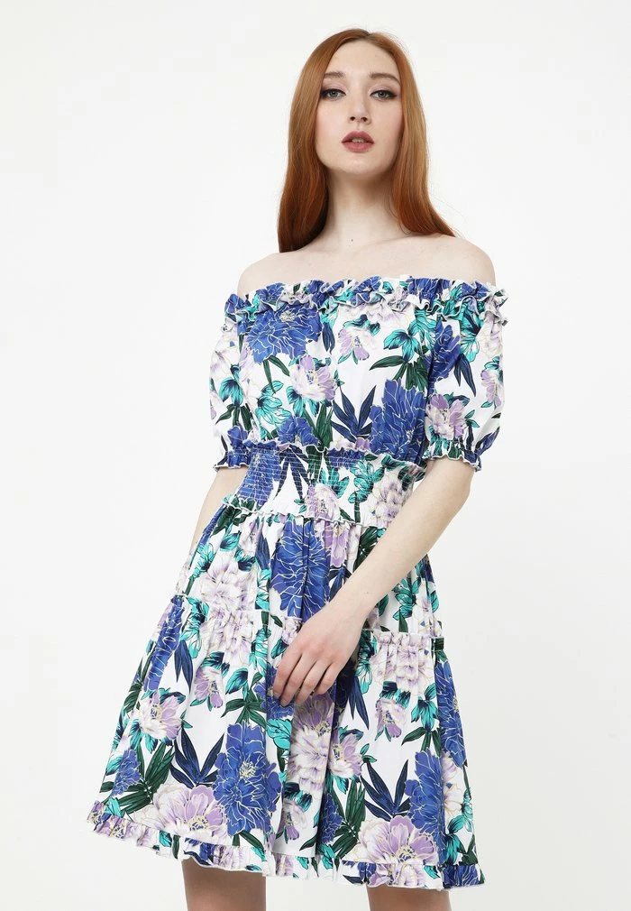 Madam-T Robe De Jour - Weiß, Kornblumenblau 1 Madam-T Robe De Jour - Weiß, Kornblumenblau