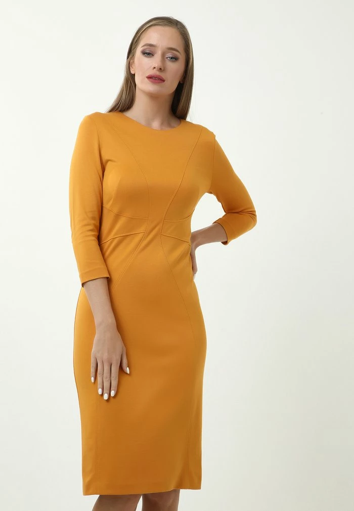 Madam-T BELARA - Robe Fourreau - Senf 1 Madam-T BELARA - Robe Fourreau - Senf