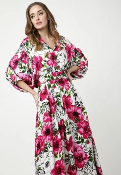 Madam-T Robe Longue - Weiß, Rosa -Madam-T Soldes 2022 43c4460bd2744e19b0dcf3ef626955df