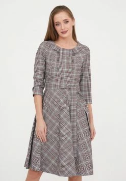 Madam-T VESTA - Robe De Jour - Grünes Leder Olegine Rot