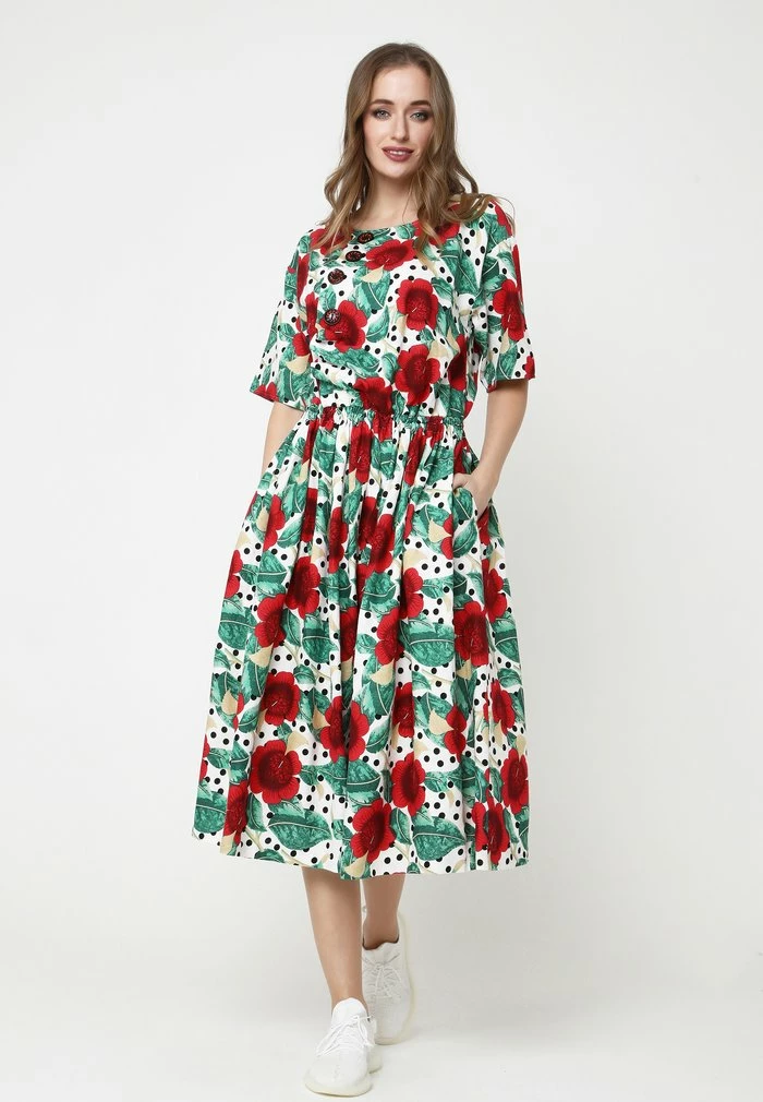 Madam-T CAMUS - Robe De Jour - Weiß/ Rot 4 Madam-T CAMUS - Robe De Jour - Weiß/ Rot – Image 4