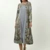 Madam-T Robe Longue - Oliv, Grau