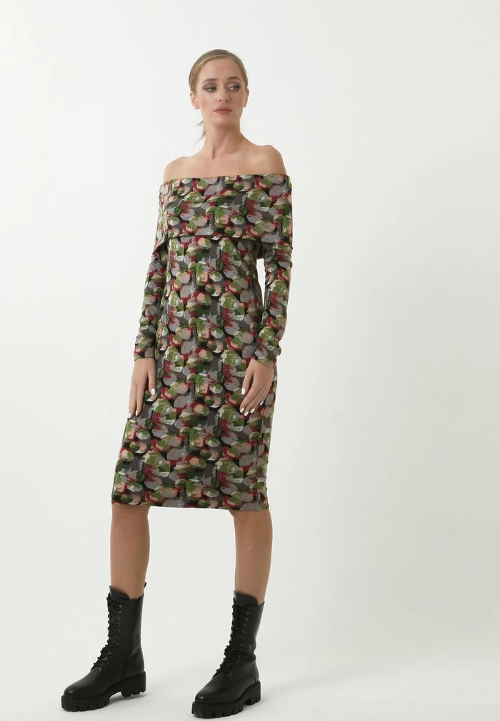 Madam-T JANINE - Robe Fourreau - Grau, Grün 1 Madam-T JANINE - Robe Fourreau - Grau, Grün